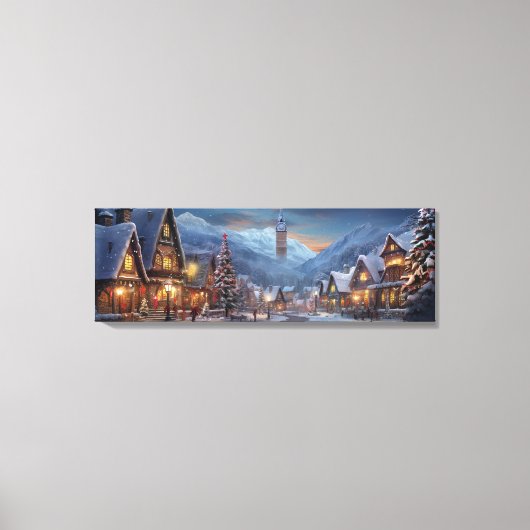 Vakantie Canvas Art-Snowy Village Scene (Voorkant)
