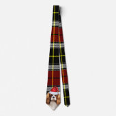 Vakantie Cavalier King Charles Dog Plaid Kerstmis Stropdas (Voorkant)