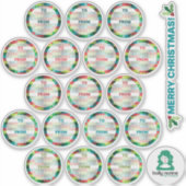 Vakantie Checkered Circle Gift Labels (Voorkant)