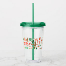 Vakantie Cheer Clear Tumbler met stro Acryl Drinkbeker