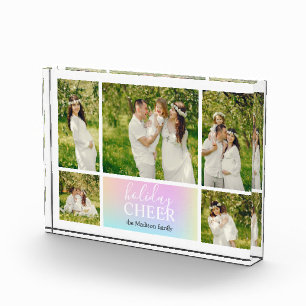 Vakantie Cheer Roze Pastel Iriserend Fotoblok