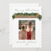 Vakantie Citrus Garland - Kerst Kaart, Script Kaart (Voorkant / Achterkant)