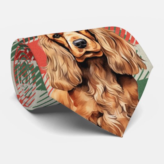 Vakantie Cocker Spaniel Hond met Kerstspel Stropdas (Opgerold)