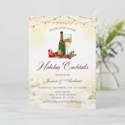 Vakantie Cocktails Modern Feestelijk Kerstfeest Kaart (Staand voorkant)