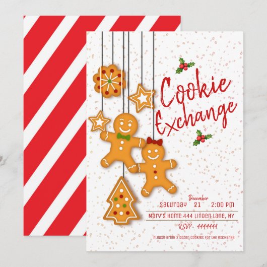 Vakantie Cookie Exchange Party Kaart (Voorkant / Achterkant)
