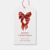 Vakantie Coquette Red Bow Ribbon Kerstcadeau Label Cadeaulabel (Voorkant)