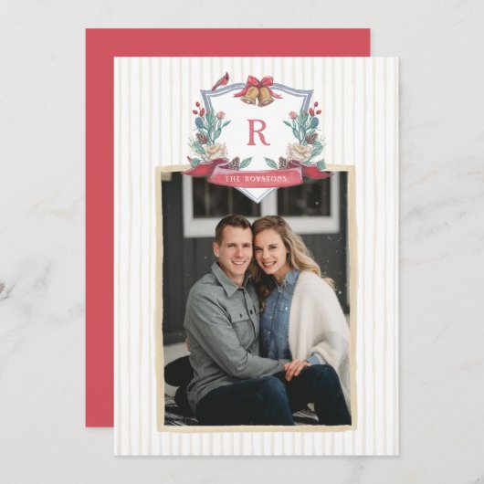 Vakantie Crest - Monogram - Kerstkaart - Foto (Voorkant / Achterkant)