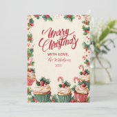 Vakantie Cupcake Cheer Christmas Feestdagenkaart (Staand voorkant)