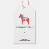 Vakantie Dala Zweeds Paard Vrolijk Kerstfeest Cadeaulabel (Voorkant)