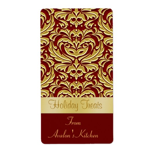Vakantie Damast Keuken Treat Baking Label (Voorkant)