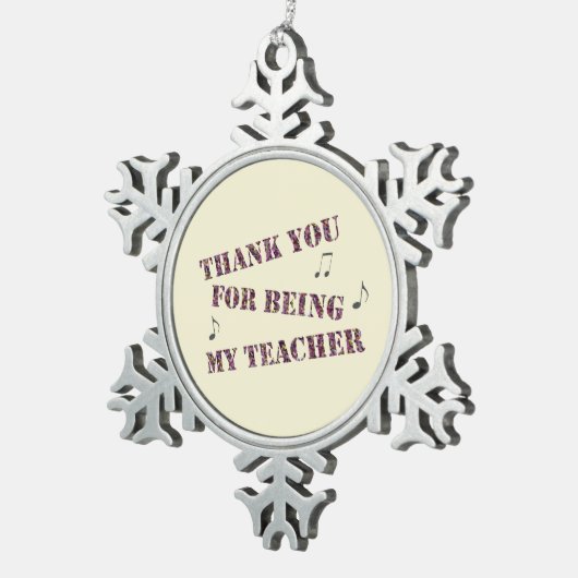 Vakantie Dank je muziekleraar waardering Tin Sneeuwvlok Ornament (Rechts)