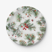Vakantie dennen & rode bessen Woodland Design Papieren Bordje (Voorkant)
