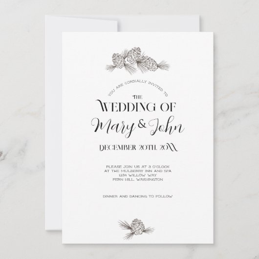 Vakantie dennenappel bruiloft uitnodiging (Voorkant)