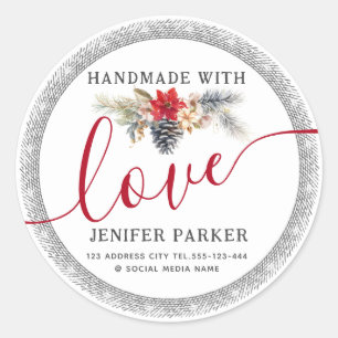 Vakantie elegant modern script handgemaakt ronde sticker