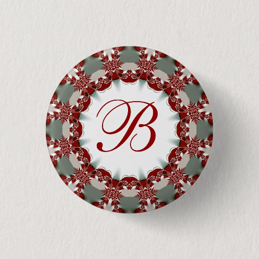 Vakantie en kerstviering Monogram Button (Voorkant)