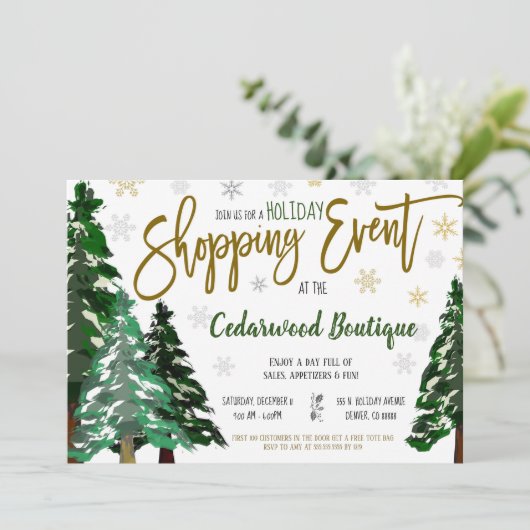 Vakantie en winkeluitnodiging kaart (Staand voorkant)