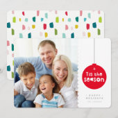 VAKANTIE FAMILIE foto feestelijke kerst bauble roo Feestdagenkaart (Voorkant / Achterkant)