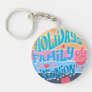 Vakantie Familiebijeenkomst Zomer BBQ Retro Zonson Sleutelhanger