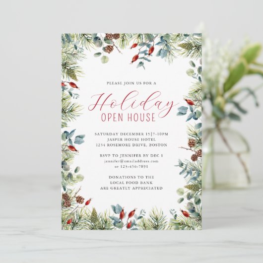 Vakantie Feest Winter Botanisch Kerstfeest Kaart (Staand voorkant)