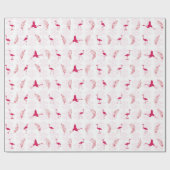 Vakantie Flamingo's Wrapping Papier - Wit (Vlak)