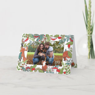 Vakantie Fotokaart Fox Schattige Christmas Woodlan Feestdagen Kaart