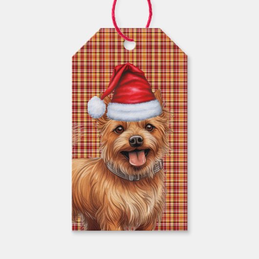 Vakantie geplakt Australische Terriër Hond Kerstmi Cadeaulabel (Voorkant)