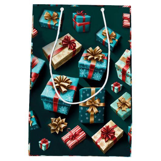 Vakantie geschenken Stijlvolle Wrap Goud Blauw Roo Medium Cadeauzakje (Achterkant)