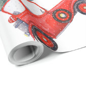 Vakantie Gift Wrap Rode Auto en Kerstboom Cadeaupapier (Rol Hoek)