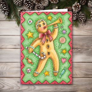 Vakantie Gingerbread Man Retro Christmas Kaart