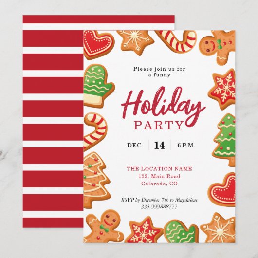 Vakantie Gingerbrood Cookie-uitnodiging Kaart (Voorkant / Achterkant)