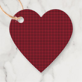 Vakantie Gingham Patroon Rood Zwart Hart Bedankjes Labels