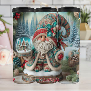 Vakantie Gnome met Holly Berries Thermosbeker