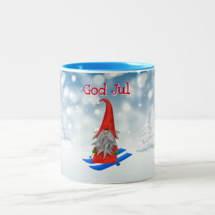 Vakantie God jul Nisse woodland sneeuwrood Tweekleurige Koffiemok