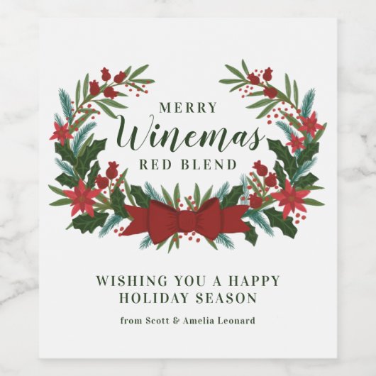 Vakantie groen Merry Winemas Custom Wijn Etiket (Enkel label)