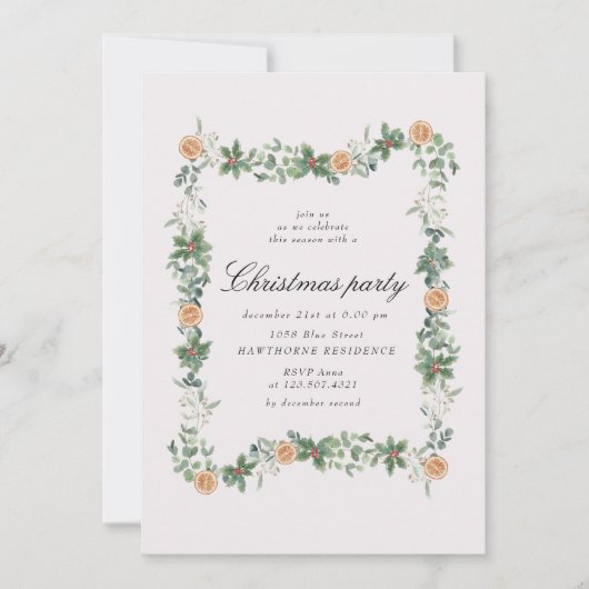 Vakantie groen Sinaasappels kerstfeest Kaart (Voorkant)