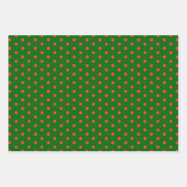 Vakantie Groene Rode Polka Dot Gift Wrapping Paper