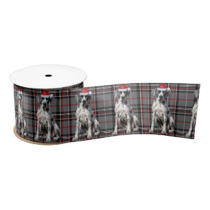 Vakantie Grote Deen Hond op Rood en Grijs Plaid Lint