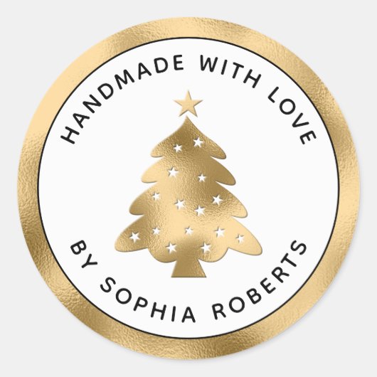 Vakantie handgemaakt met Love Holly en Gold Marble Ronde Sticker (Voorkant)