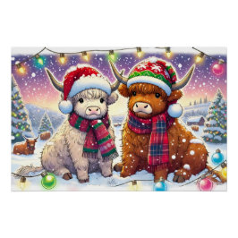 Vakantie Highland Koeien in Winter Wonderland Mang Perfect Poster