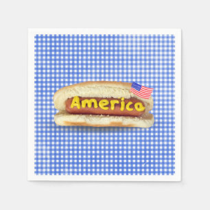 Vakantie hotdog op gingham servetten