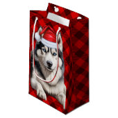 Vakantie Husky Dog Red Buffalo Plaid Kerstmis Klein Cadeauzakje (Voorkant Gekanteld)