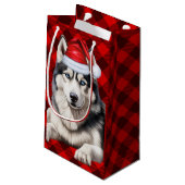 Vakantie Husky Dog Red Buffalo Plaid Kerstmis Klein Cadeauzakje (Achterkant Gekanteld)