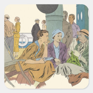 Vakantie in stijl, passagiers cruiseschip op het d vierkante sticker