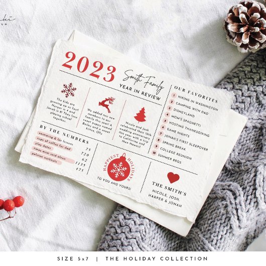 Vakantie jaar in Review Infographic Christmas Kaar Notitiekaartje