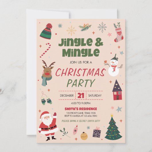 Vakantie Jingle en Mingle Schattige kerstfeest Kaart (Voorkant)