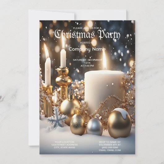 Vakantie kaarsen kerstfeest uitnodiging (Voorkant)