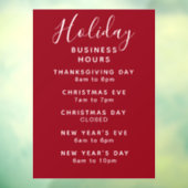 Vakantie kantooruren rood, wit raamsticker (Vel 3)