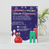 Vakantie Kerst Bowling Panama Pizza Party Blauw Kaart (Staand voorkant)