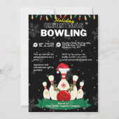 Vakantie Kerst Bowling Zwart & Rood Sneeuwfeest Kaart (Voorkant)
