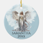 Vakantie Kerst Engel Monogram Keramisch Ornament (Achterkant)